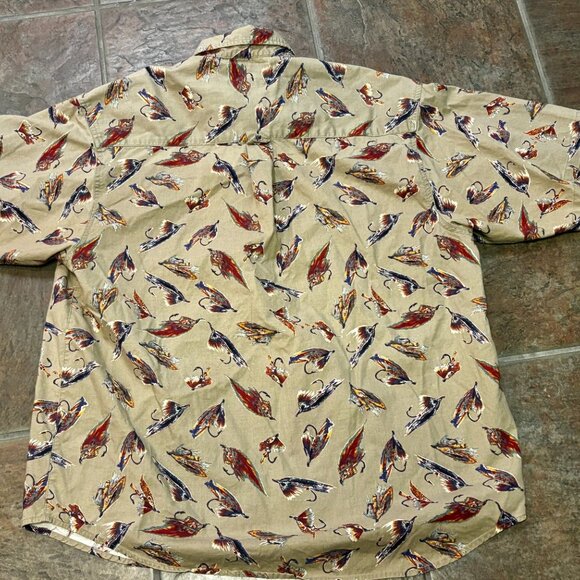 ~~Columbia Shirt Mens Size Large Beige Short Sleeve Button Up Fly Fishing - Picture 4 of 4